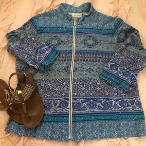EUC Chico’s sz 2 zip up with rhinestone accents